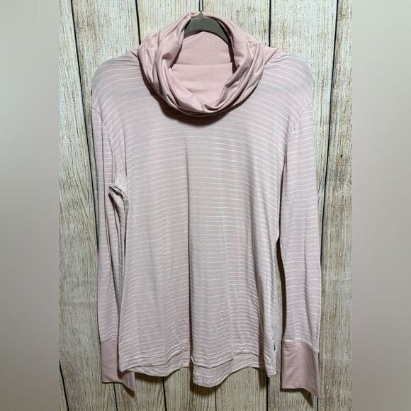 Columbia Pink Striped Turtleneck, Size L - Picture 1 of 6
